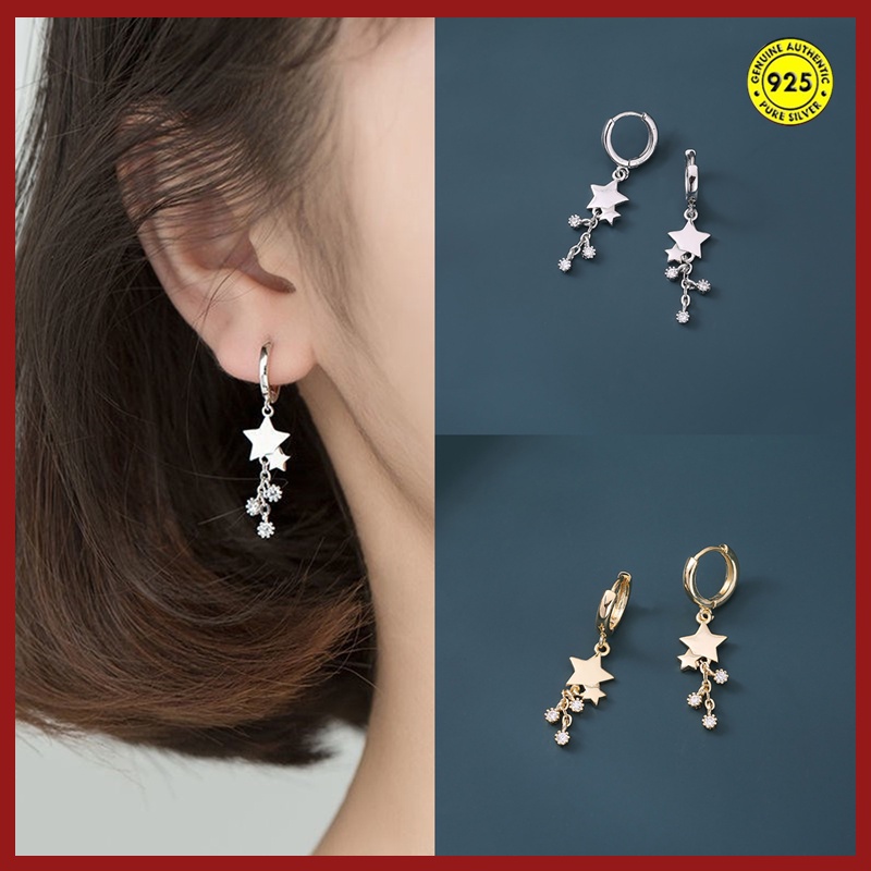 Anting Gantung Panjang Model Rumbai Bahan Silver Sterling 925 Untuk Wanita