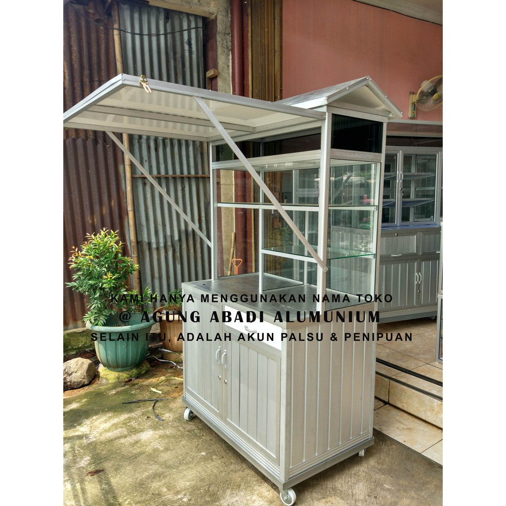 Etalase / Gerobak Alumunium Atap Lipat Dagang Jus / Minuman