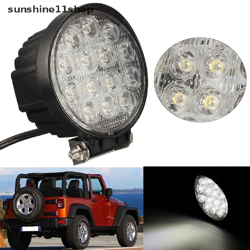 Sho 4 &quot;42W Lampu Sorot Led Bentuk Bulat Untuk Mobil Truk SUV ATV Offroad