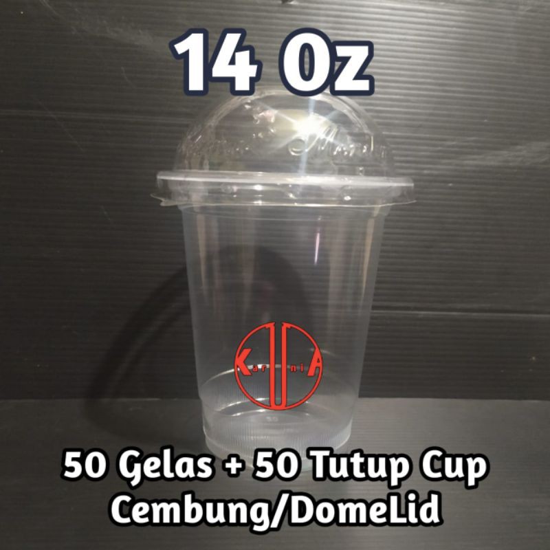 (Gelas + Tutup) Gelas Plastik Cup Thai Tea 14 oz + Tutup 50 pcs