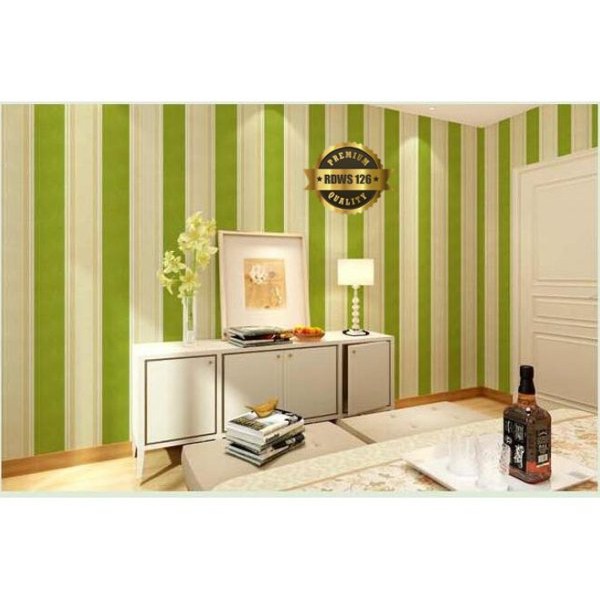 Wallpaper sticker 45cm x 10m green list. wallpaper diding garis hijau minimalis