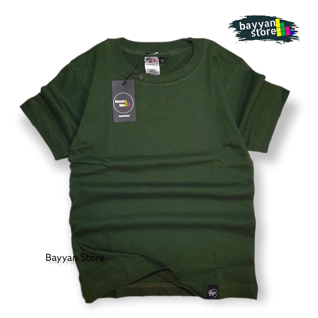 Bayyan Kaos Distro Anak Polos Umur 1 - 12 Tahun Cotton Soft 30s