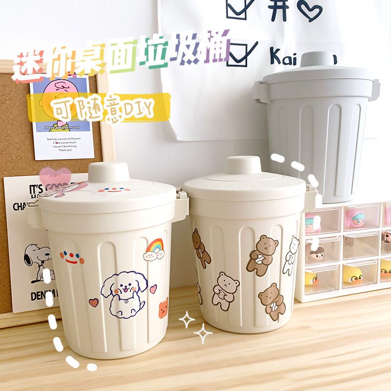 JOLINE WHITE MINI TRASH BIN / TEMPAT SAMPAH MEJA KANTOR TERTUTUP / TONG SAMPAH PLASTIK MINI LUCU  / AESTHETIC DUSTBIN / KERANJANG SAMPAH KECIL WARNA PUTIH / KOREAN DESKTOP ORGANIZER + FREE RANDOM STICKER / TEMPAT PENYIMPANAN SERBA GUNA / MINI PORTABLE BIN