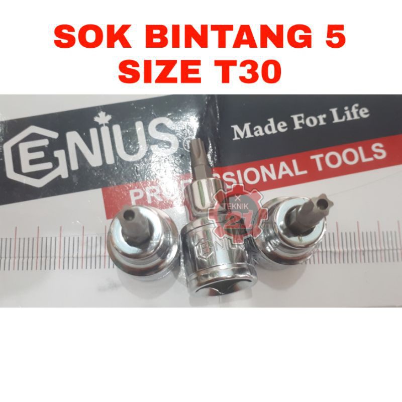 VBT672 KUNCI SOK BINTANG SEGI LIMA UKURAN T30 LUBANG MATA SOK BINTANG 5 T30 GENIUS SOK BINTANG
