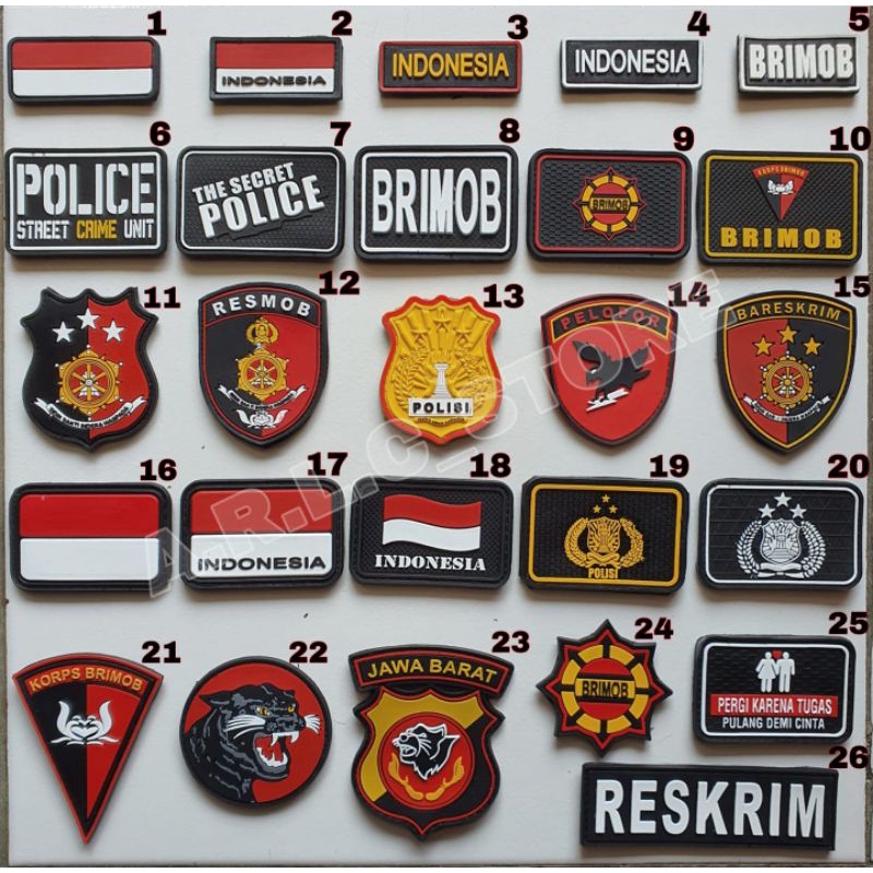 PATCH RUBBER LOGO POLISI/POLRI/BRIMOB/RESKRIM/PELOPOR/RUBBER PATCH POLICE/TEMPELAN EMBLEM KARET VELCRO