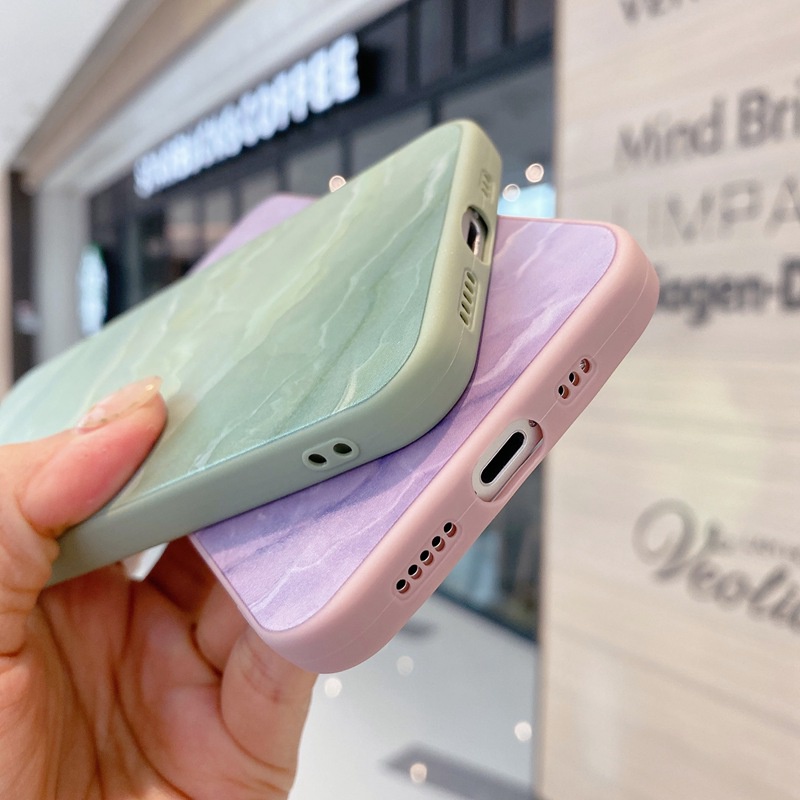 Purple & Green Marble Pattern Soft Case OPPO A57 A39 F1S F5 Youth A83 F11 F9 A52 A92 A92S A9 A5 A31 2020 A53 A33 A3S A7 A5S A12 K3 K5 Realme C1 X XT F1 Plus A11K A91 Reno 3 5 Reno4 F A15 A35 A15S A54 A74 A93 A16-7