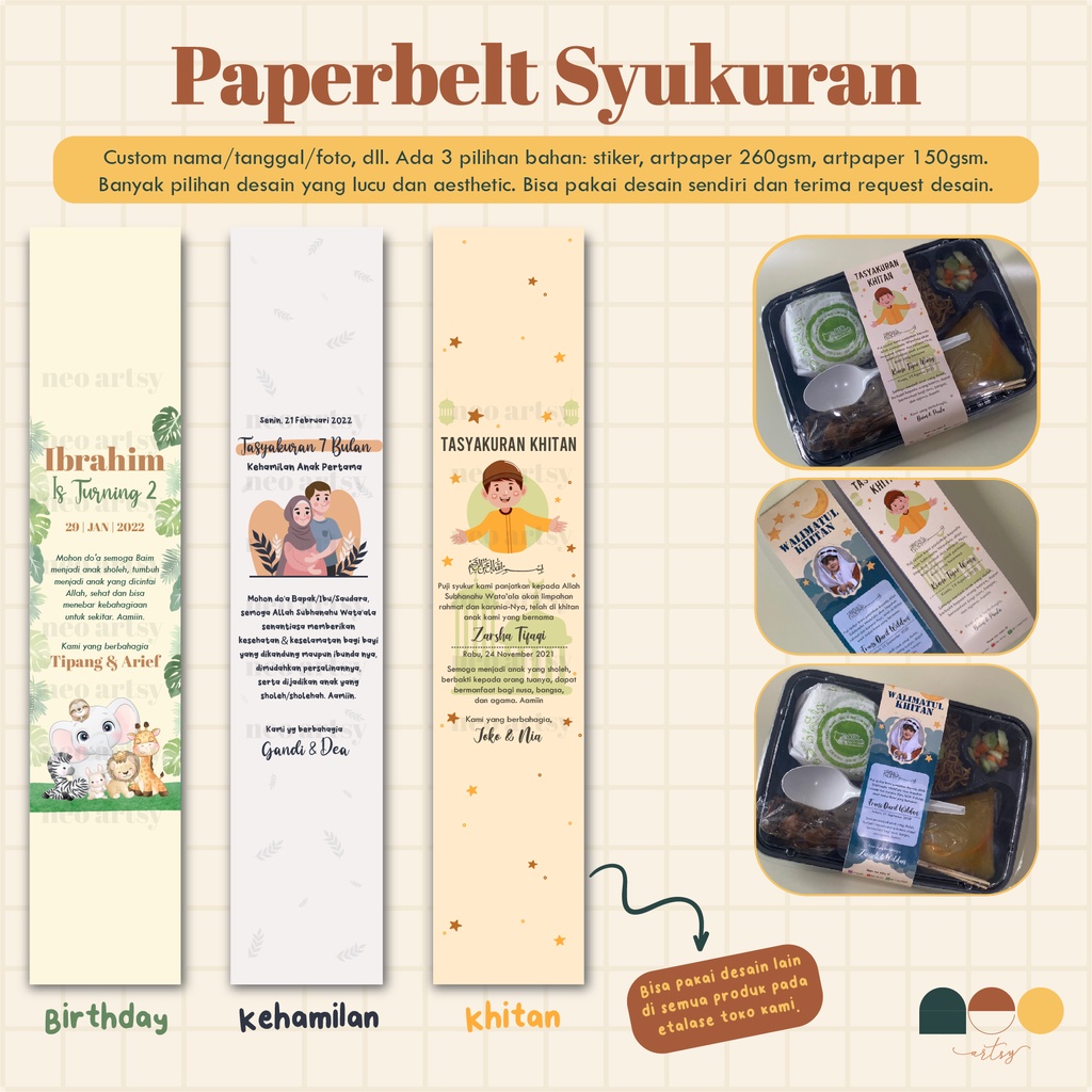 

Label Box Nasi Melingkar - Paperbelt Ulang Tahun, Khitan - Paperbelt Syukuran