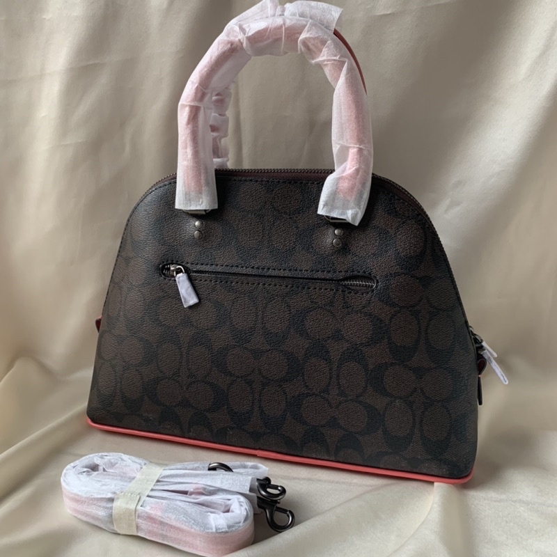 COACH KATY SATCHEL IN SIGNATURE CANVAS LIST PINK (F2558)