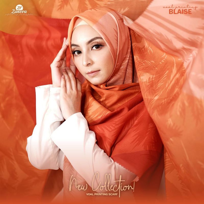 VOAL HIJAB SEGI EMPAT /LASERCUTING /VOAL PRINTING BY ZANEVA HIJAB
