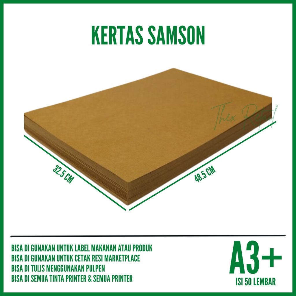 

Kertas Samson A3 Plus 75 gr & 80 gr isi 50 lembar / Kertas A3 Samson / Kertas Coklat Packing / Kertas Cuci Mobil / Kertas Samson Coklat / Sampul Buku Coklat / Sampul Buku Tulis