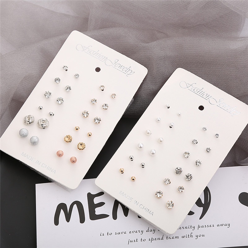 1 Set/mode Anting Set Wanita Sederhana Paduan Berlian Imitasi Bola Anting-Anting Wanita Aksesoris Perhiasan Hadiah