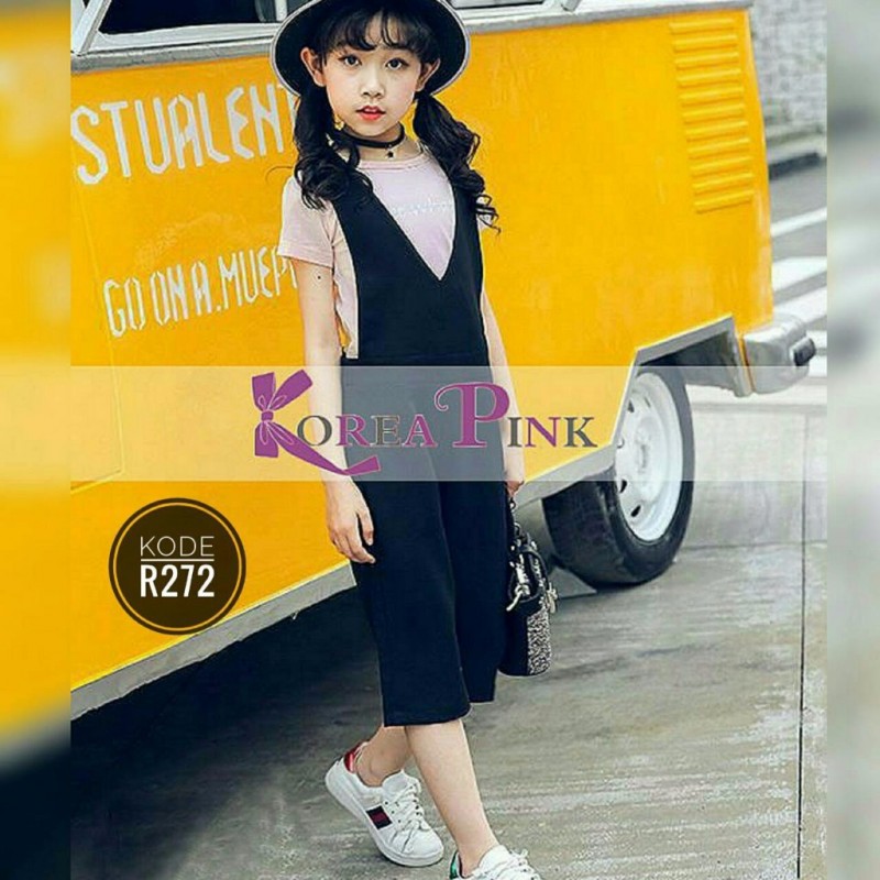 SETELAN IMPORT KOREA PINK OVERALL