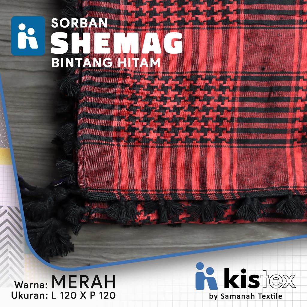 SORBAN SHEMAGH RAWIS KEFFIYEH MURAH BINTANG HITAM MERAH
