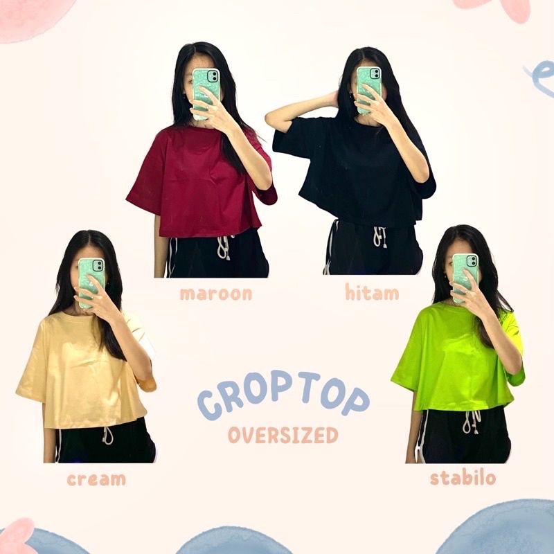 BLOOMANIA Kaos Polos CROP TOP OVERSIZED Cotton Combed 20s