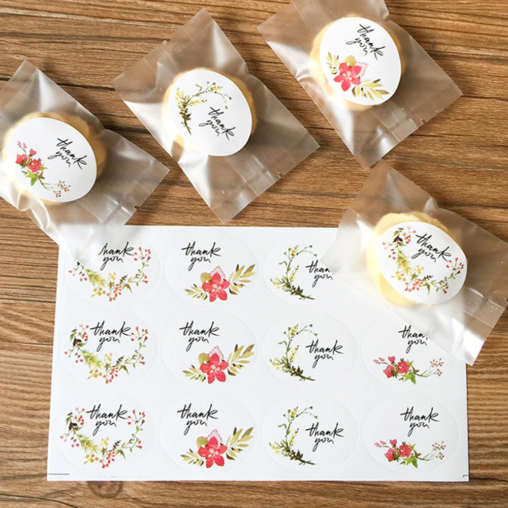 

MAOSTORE STIKER PAPER ART WEDDING STIKER THANKYOU ELIPS OVAL FLOWER