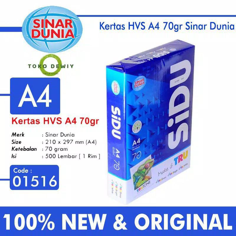 

Kertas HVS SIDU A4 Polos Harga Ecer/ 100 lembar