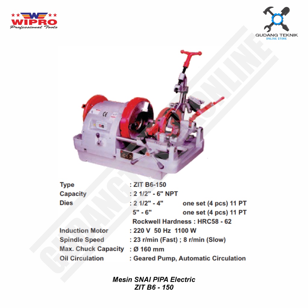 Mesin Snai Pipa Listrik WIPRO ZIT B6-150 / Snai Senai Pipe Electric Drat WIPRO ZITB6150 - ZIT-B6 150 WIPRO