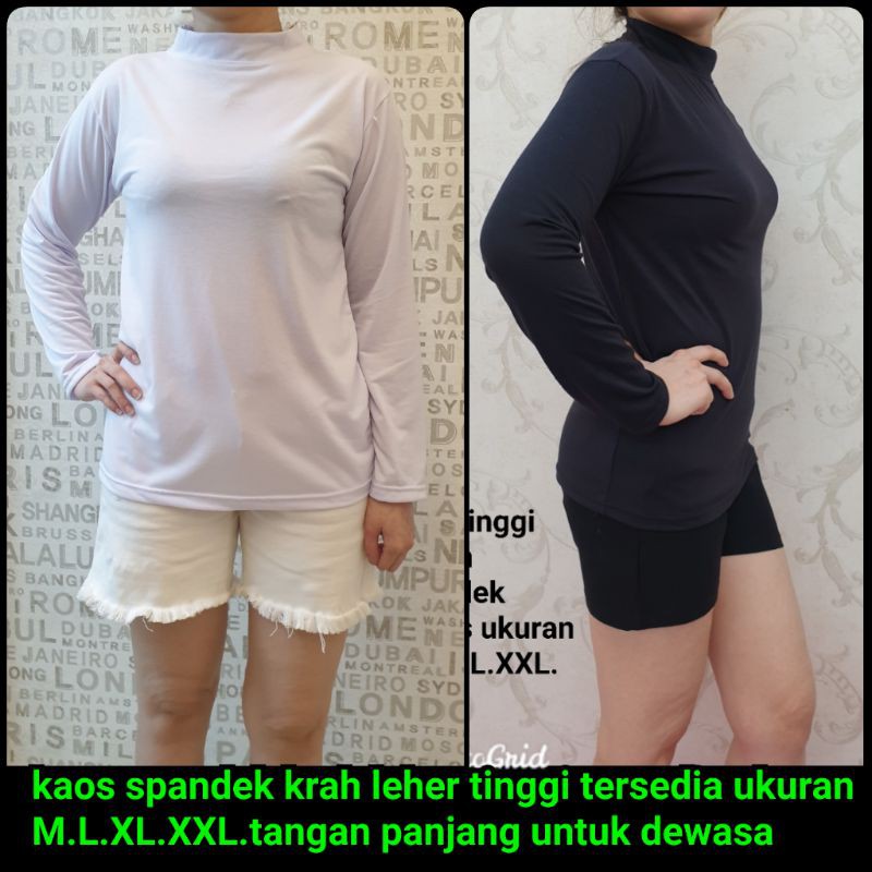 spandek krah leher tinggi M.L.XL.XXL.tgn panjang dewasa