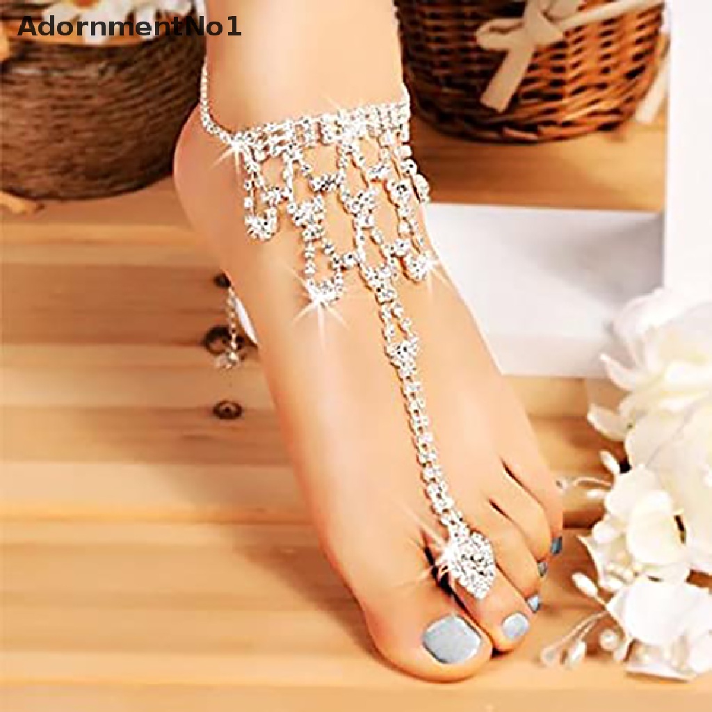 (AdornmentNo1) Gelang Kaki Wanita Hias Kristal Untuk Pantai / Pernikahan