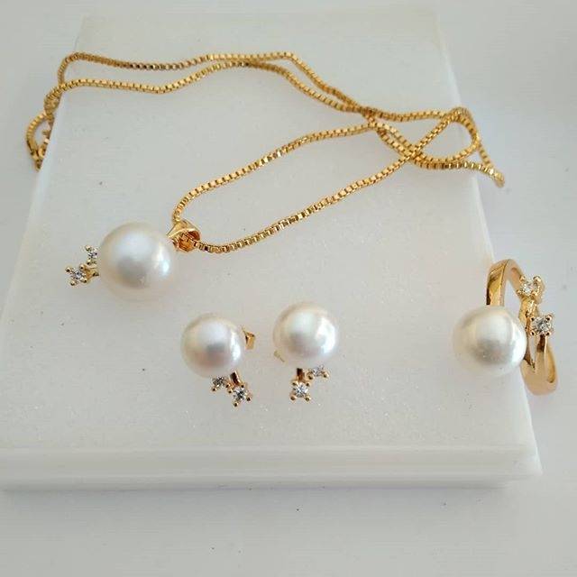 Set rhodium mutiara lombok