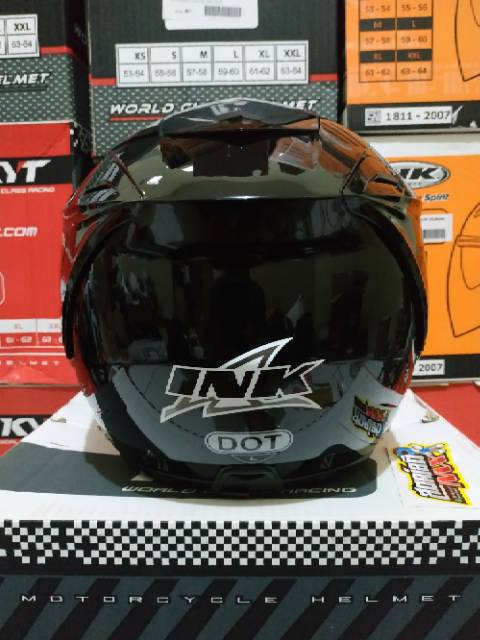 HELM INK DYNAMIC SOLID BLACK METALIK HELM HALF FACE INK POLOS HITAM HELM TOURING INK DYNAMIC ORI SNI-3