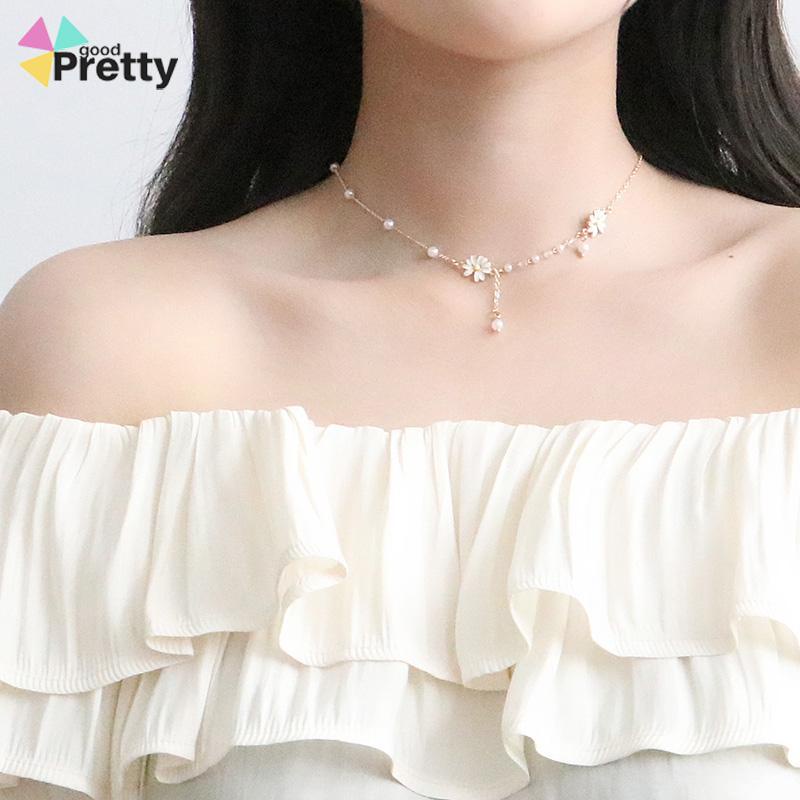 Personalized Anggrek Bunga Daisy Kalung Bunga Kupu-kupu Rantai Klavikula Serbaguna Feminin - PD