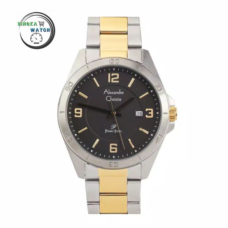 JAM TANGAN COWOK ALEXANDRECHRISTIE AC ORIGINAL SERI 1016MD SILVER HITAM