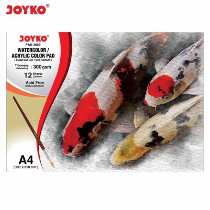 

(PERALATAN MENGGAMBAR) WATERCOLOR PAD BUKU CAT AKRILIK JOYKO A4 300GSM 12SHETT COD