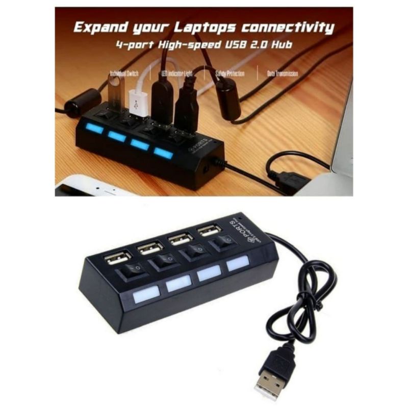 Usb Hub Saklar 4 Port Output on/off 4in1 High Speed Usb Hub 4 in 1