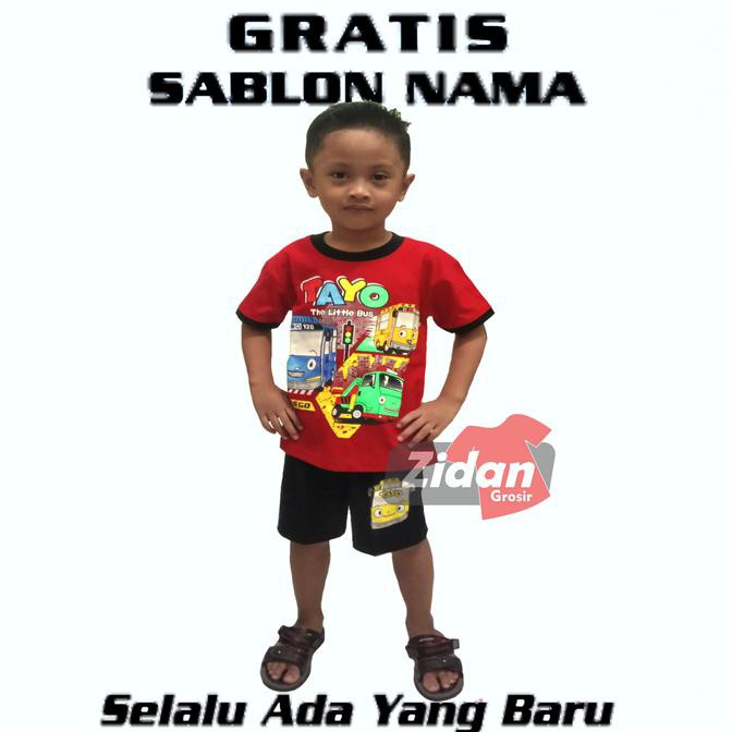 Baju/Kaos Tayo/Kaos Anak/Kaos Setelan Tayo The Little Bus Gratis Nama