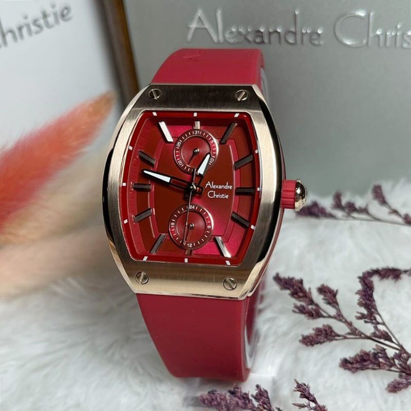 0Jam Tangan Alexandre Christie Wanita AC 2944 / AC2944 Rubber Original Garansi Resmi