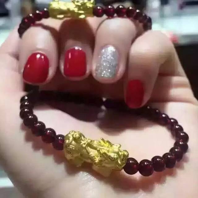 Gelang Tangan Wanita Pixiu Naga Emas Gelang Keberuntungan
