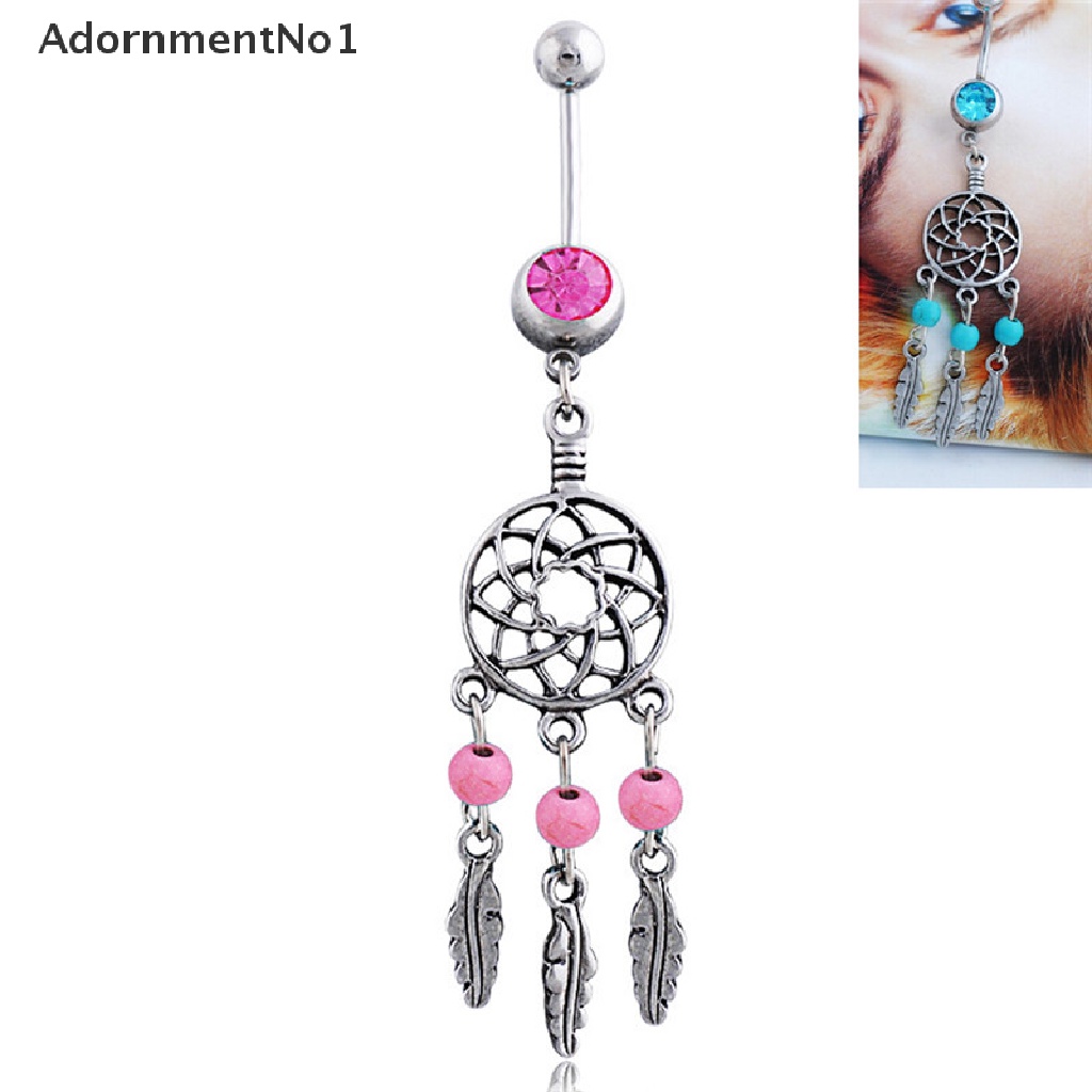 (AdornmentNo1) Anting Tindik Perut / Pusar Model Barbel Hias Kristal Untuk Wanita