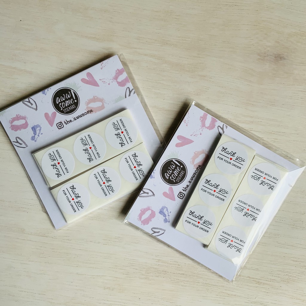 

Sticker Label Thank You For Your Order Simple Warna Putih utk Packaging , Kado , Kemasan Kue & Snack