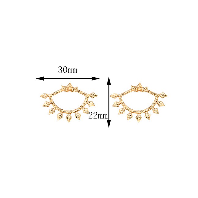 LRC Anting Tusuk Fashion Gold Crown Shape Fan Stud Earrings D49897