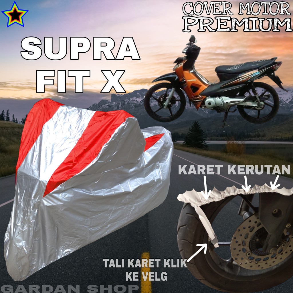 Sarung Motor SUPRA FIT X Silver MERAH Body Cover Penutup Motor Supra Fit X PREMIUM