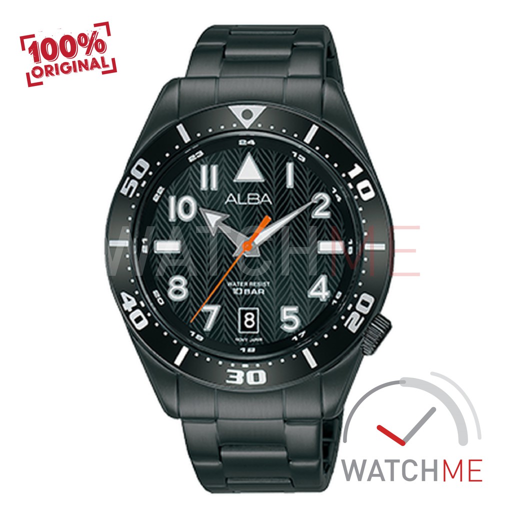 Jam Tangan Pria Alba Analog AS9K37X1 Black Dial All Black 100m Stainless Steel Ori Garansi Murah