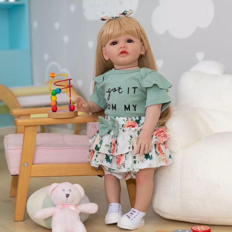 New Face Boneka Reborn Bayi Cewek Premium 60cm Dress Pink