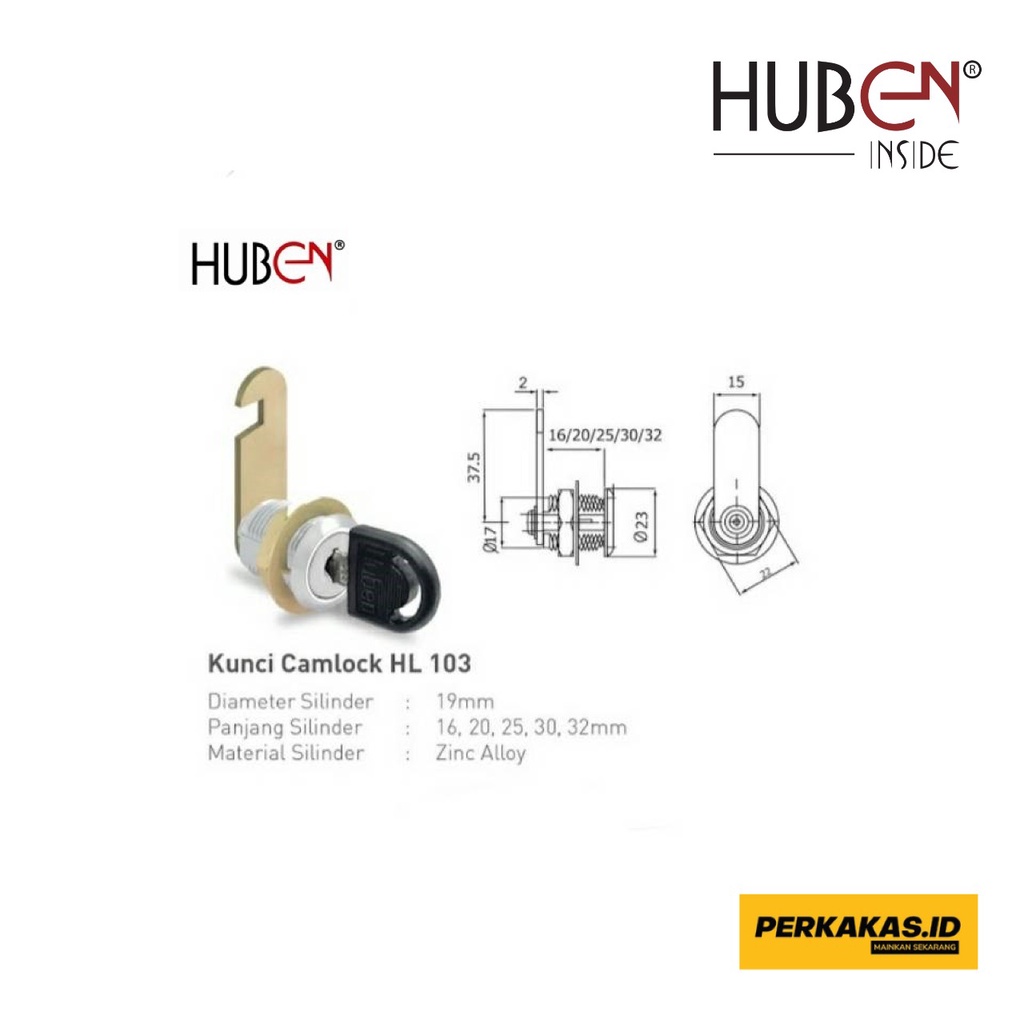 Kunci Laci Lemari Kait Alloy Camlock HL-103 HUBEN