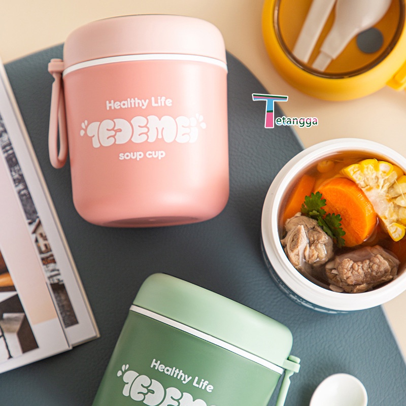 Portable Soup Cup Anti Tumpah Breakfast Cup Dengan Tutup Tahan Panas Dan Anti Tumpah