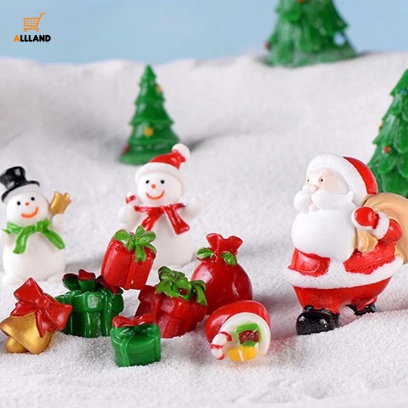 Figurin Kartun Santa Claus Snowman Bahan Resin Untuk Dekorasi Natal