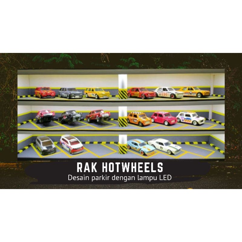 Rak HotWheels / Rak HotWheels Diecast Led / Rak Display Diecast Parkir / Rak Display Mainan