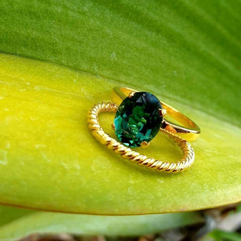 cincin batu permata cincin mata hijau cincin perak lapis emas