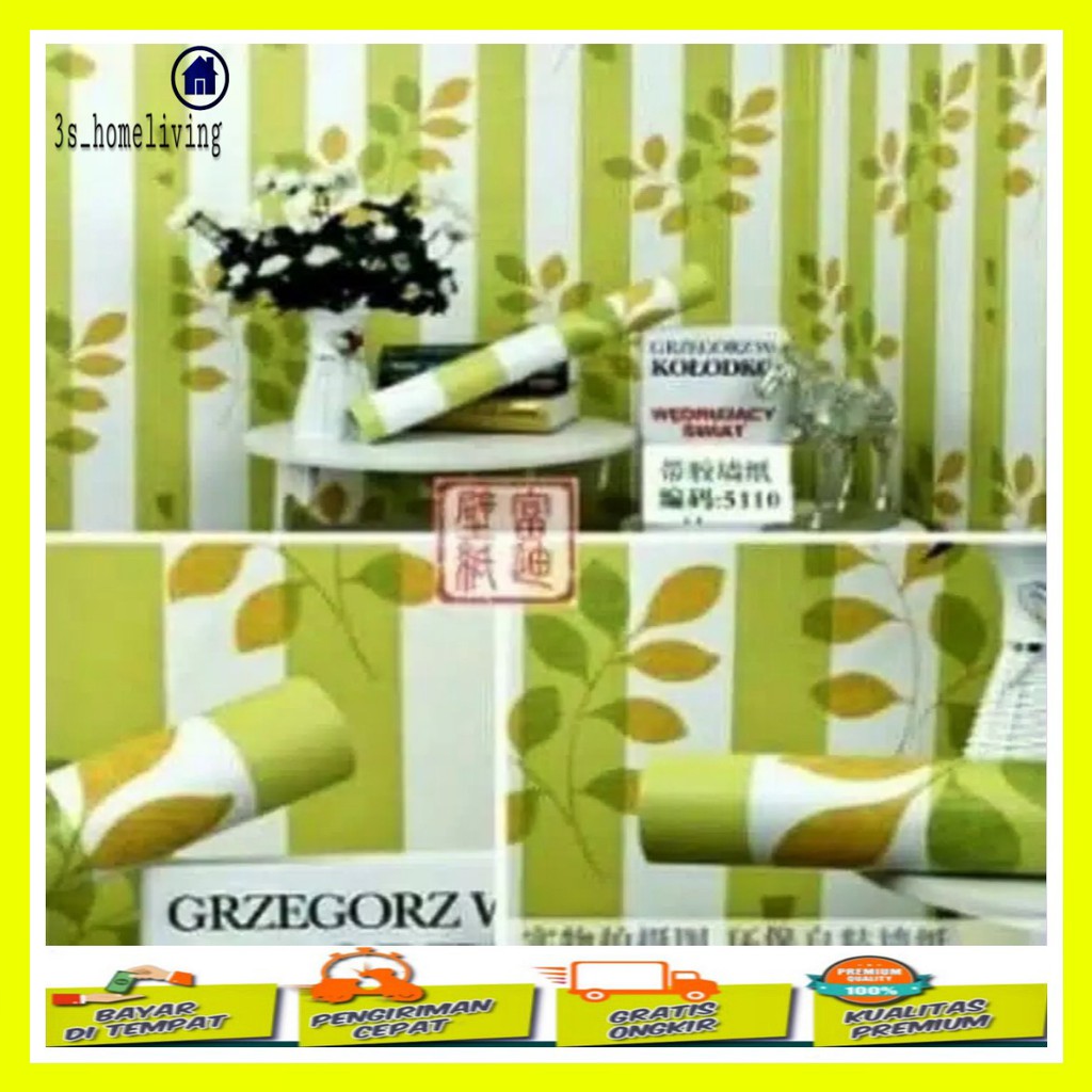 Wallpaper Dinding Salur Daun Wall Stiker Leaf Wallpaper