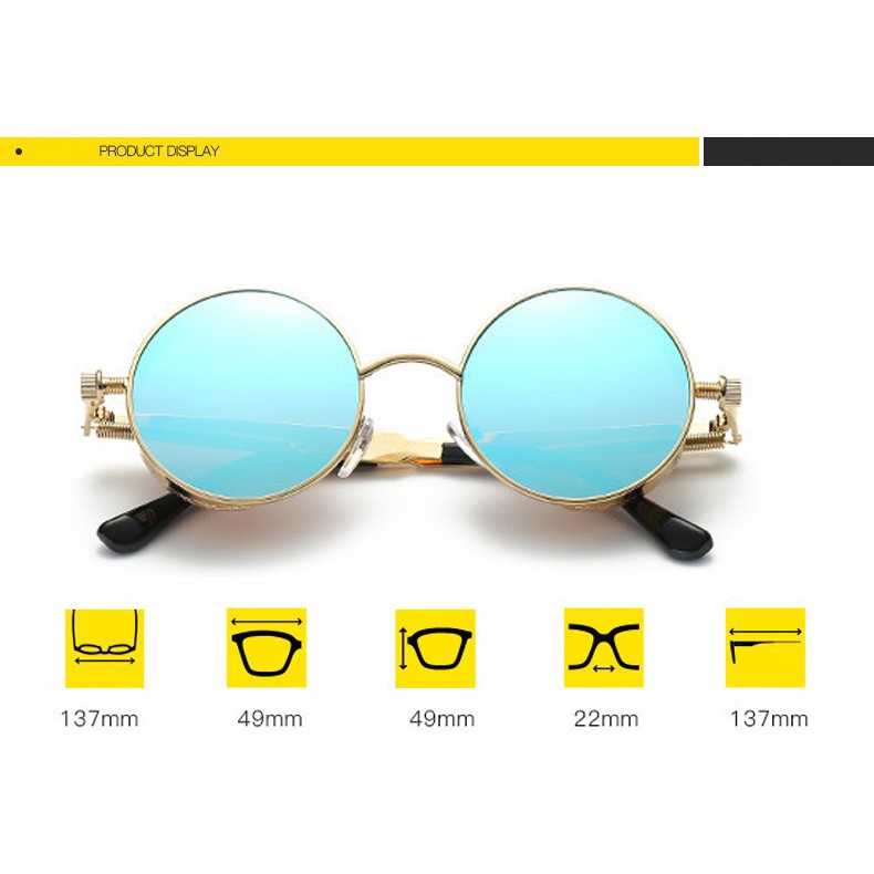 ✨Cod Kipas Angin Mini Portable✨Kacamata Hitam Bentuk Bulat Bahan Logam Gaya Retro Vintage Untuk Pria Dan Wanita