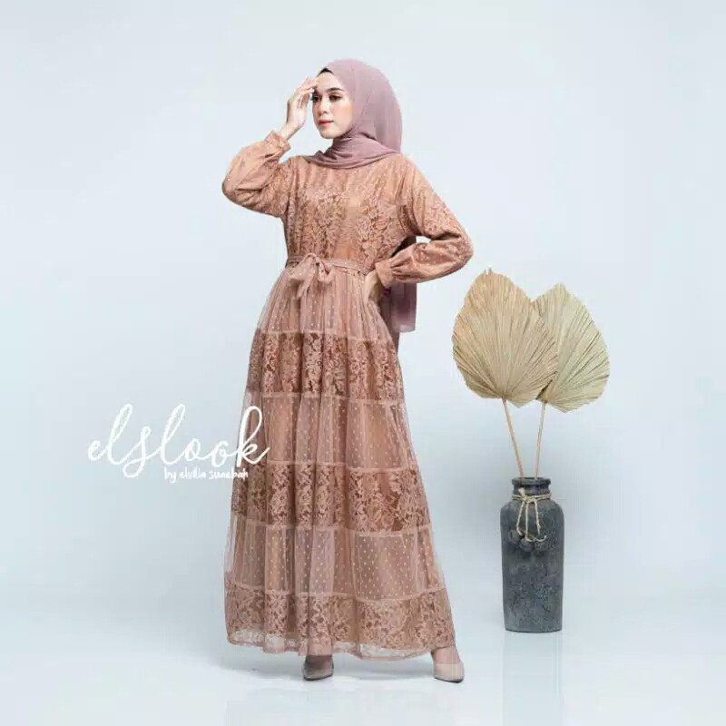 ꧁𓊈𒆜𝔢𝔩𝔦𝔷𝔦𝔞.𝔠𝔩𝔬 𒆜𓊉꧂ dotty dress (READY STOK) gaun brokat tile dot premium ootd kondangan asmirandah Ga