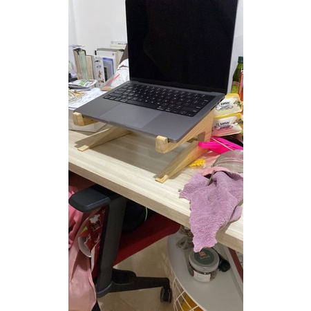 Tatakan Kayu Penyangga Laptop Stand Netbook Portabel Hp Ipad Tablet Jati