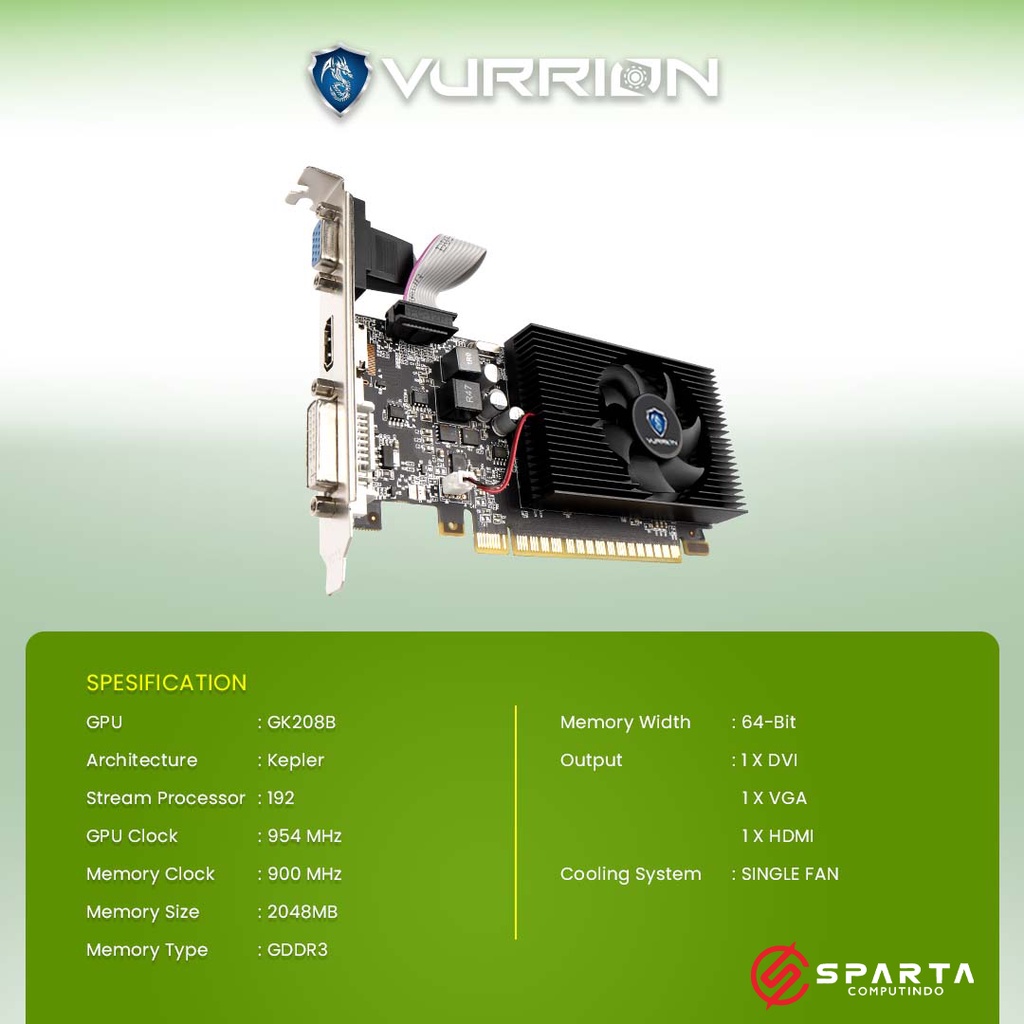 VGA Card Nvidia Geforce GT 710 2GB GDDR3 Vurrion New Garansi Resmi