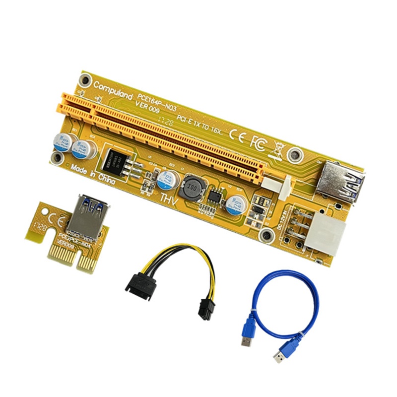 Btsg PCI Untuk Express 1X Ke 16X USB3.0 Kabel Ekstensi PCI-E Riser Card 6Pin 2xLE