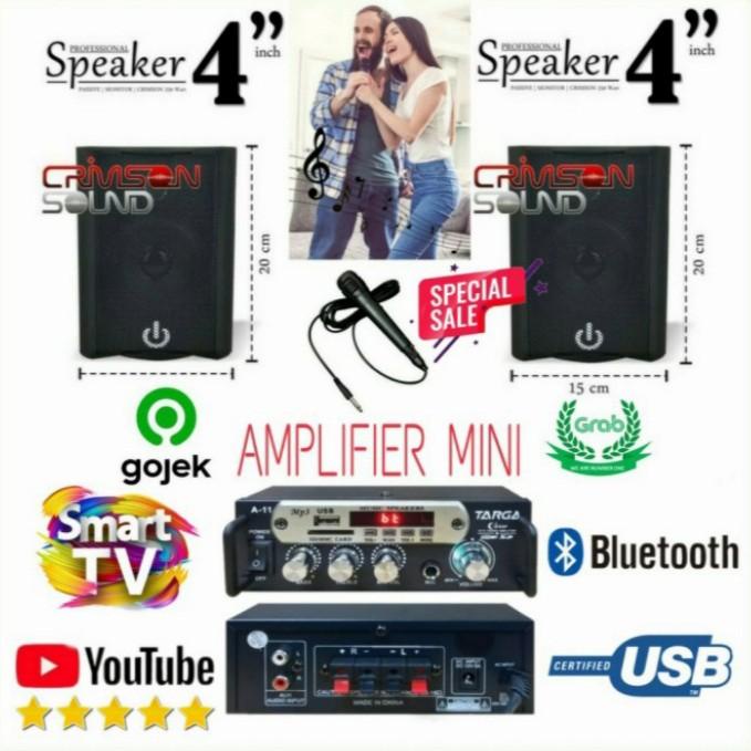 Karaoke Set / Ampli Mini Bluetooth / Speaker 4 Inch / Karaoke Youtube